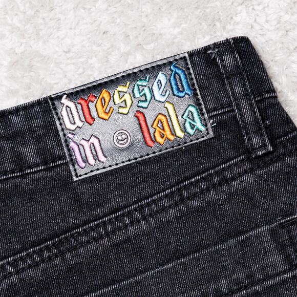 Dressed in LaLa Effortlessly Cool Wide Leg Denim Throwback Black Womens M 32x31 - Picture 10 of 14